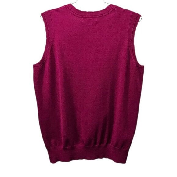 Liz Claiborne Sleeveless Scalloped Knit Raspberry Tank Top - Picture 4 of 5